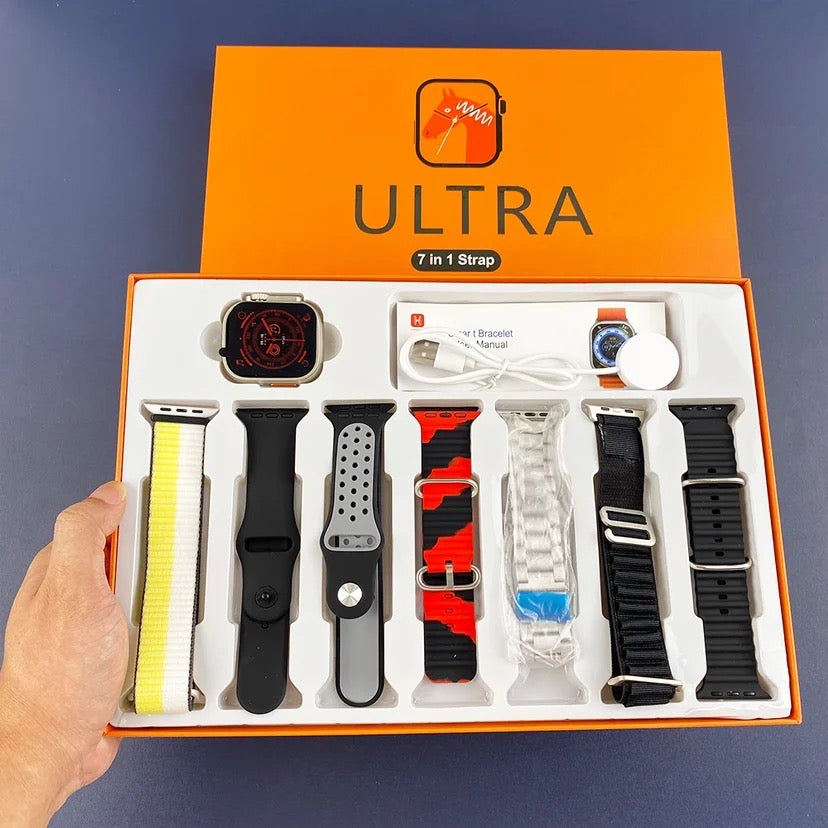7in1 Smart Watch with 7 Interchangeable Straps - Versatile & Stylish Timepiece